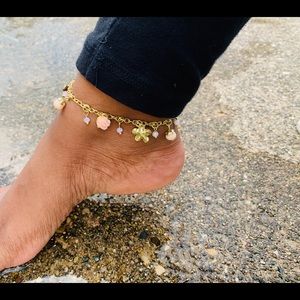 Flower Chain Charm Ankle Bracelet